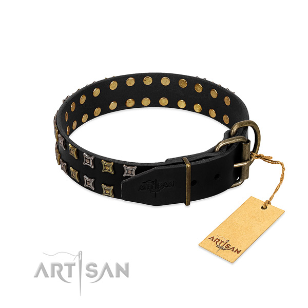 Easy adjustable FDT Artisan leather dog collar for comfortable wear