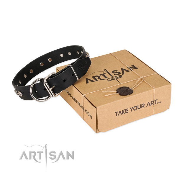 Black Top Quality Dog Collar of Artisan Design