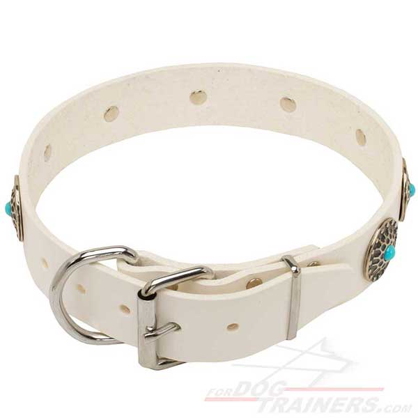 Excellent White Leather Cane Corso Collar