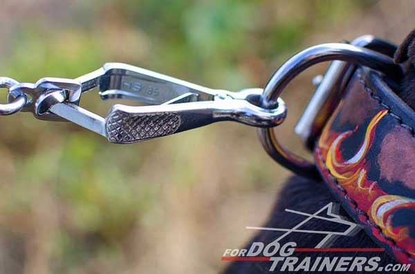 Reliable Nickel Plated Fittings on Leather Pitbull Collar