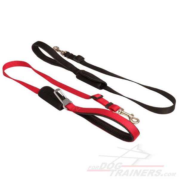 Red Dog Car Leash Nylon Chrome Plated Hardware