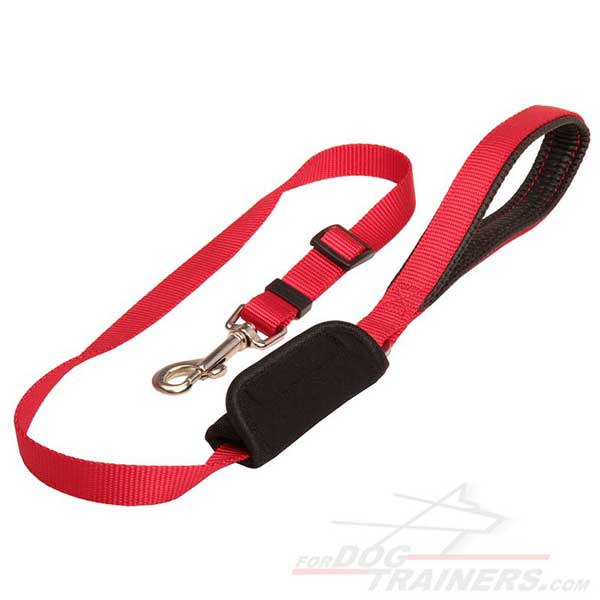 Red Nylon Dog Car Leash Chrome Plated Hardware