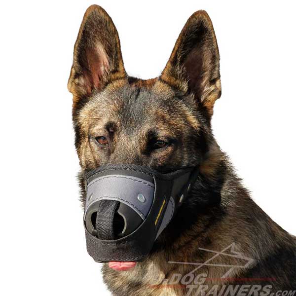 German Shepherd Dog Leather Nylon Muzzle