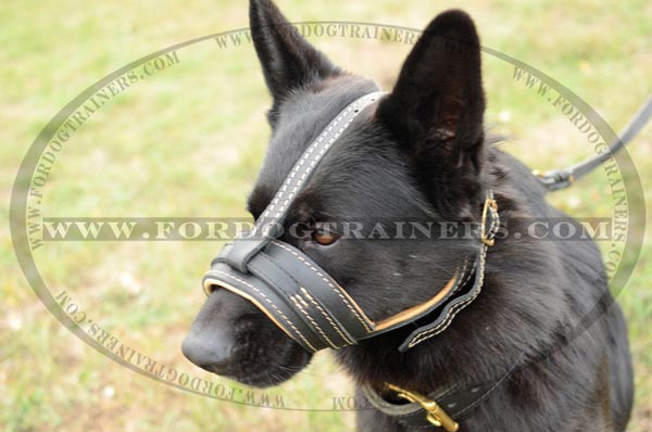 Leather German Shepherd Muzzle Free Breathing Design