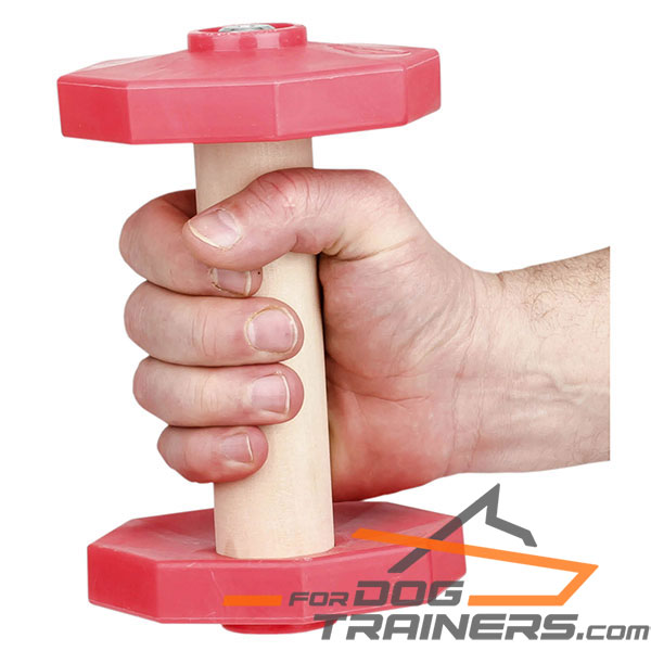 Convenient wooden dog dumbbell